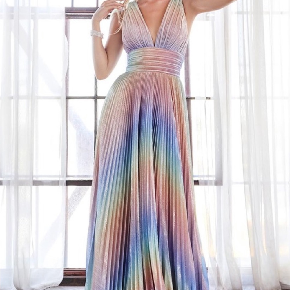 Maxi sparkly rainbow color gown